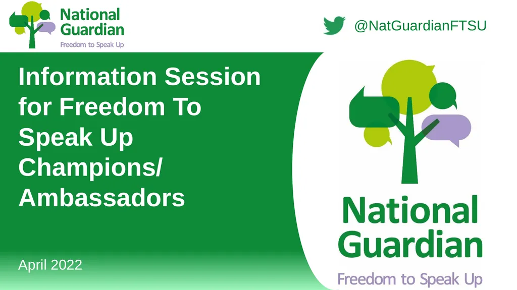 Information Session for Freedom To Speak Up - slide 1 of 24
