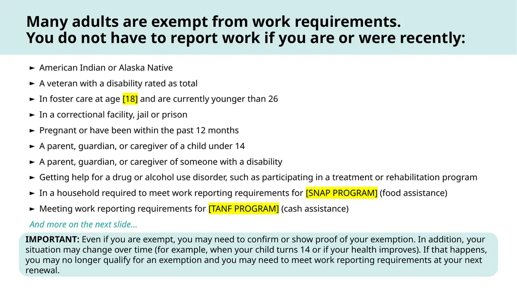 How to Talk About Medicaid Work Reporting - slide 10 of 30