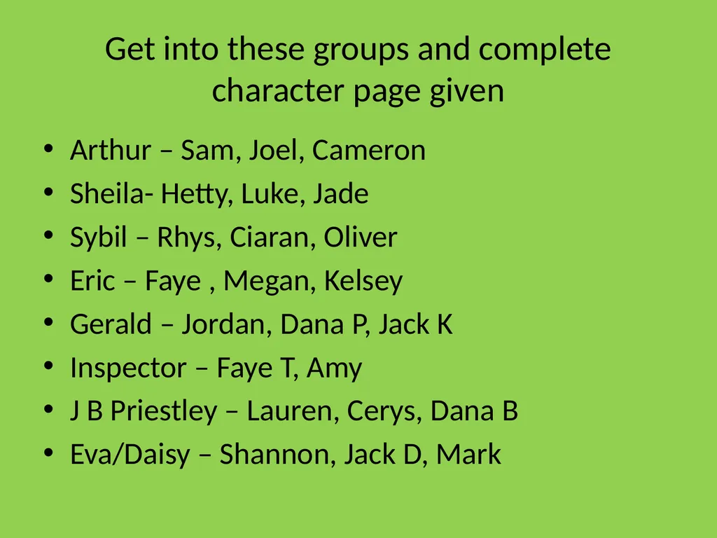 An Inspector Calls Character quotations Birling: - slide 15 of 16