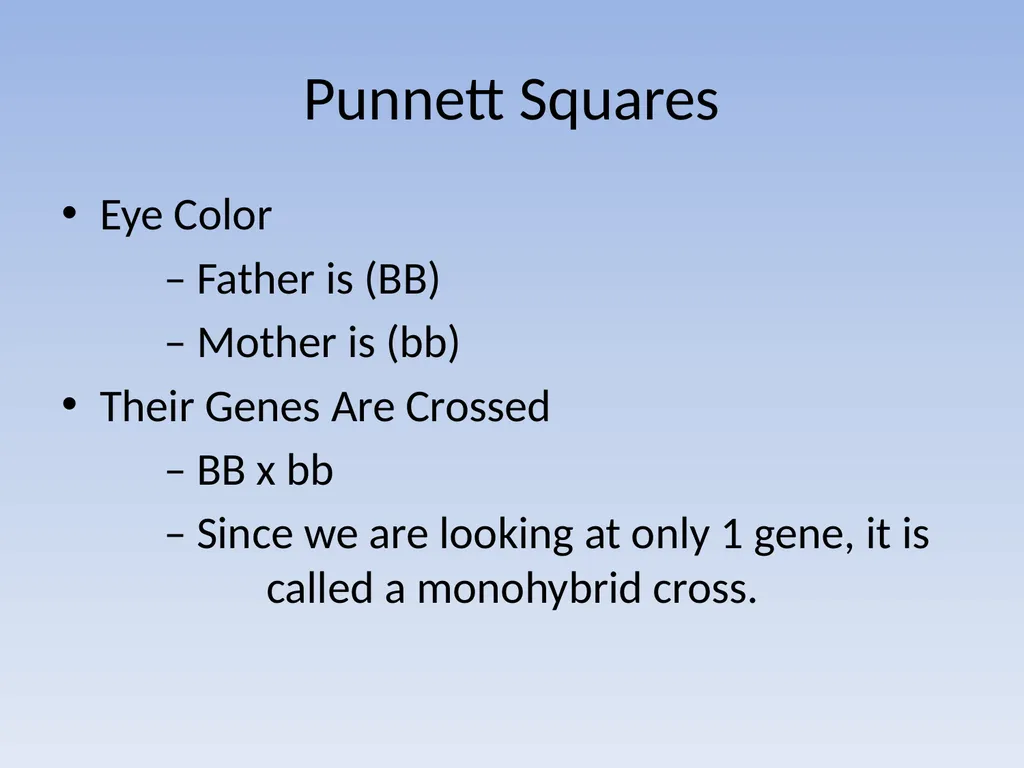 Punnett Squares: Genetic Crosses Making Genetic - slide 5 of 23