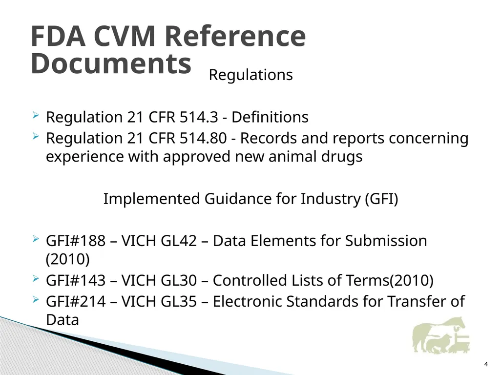 VICH Pharmacovigilance Guidelines Development and - slide 4 of 32