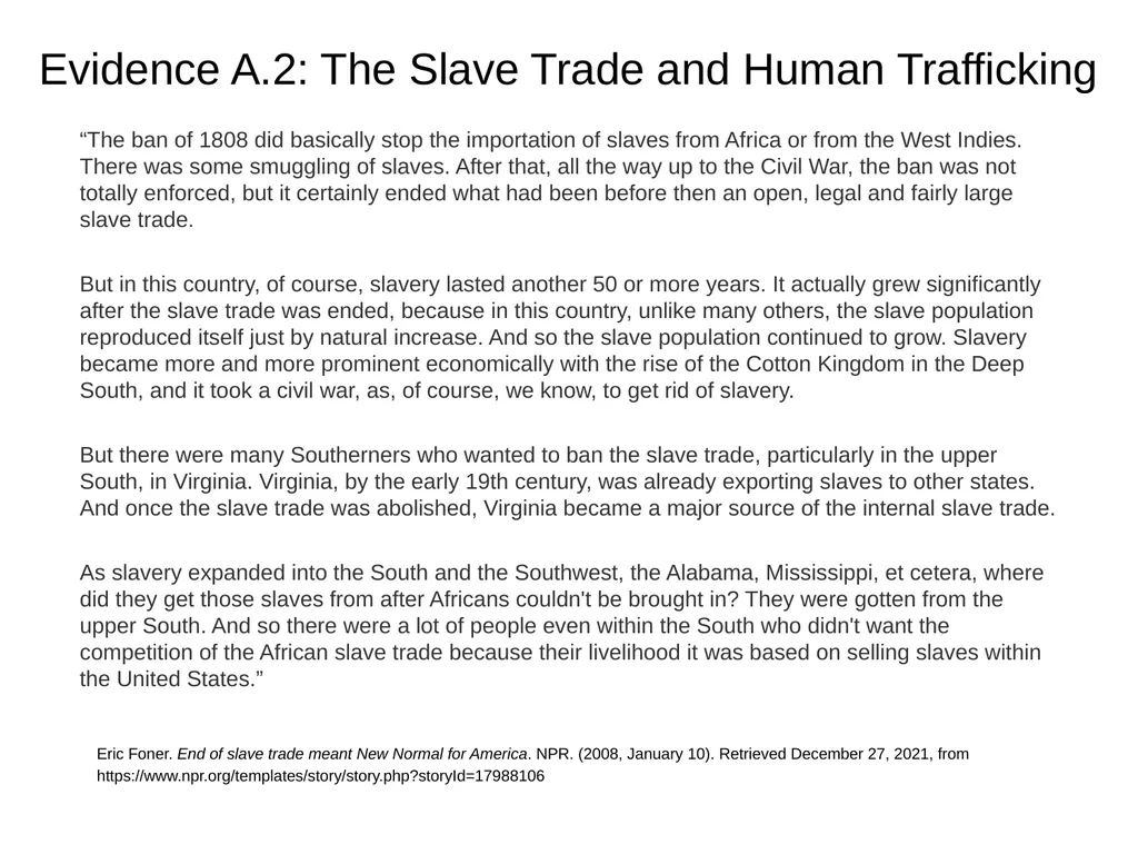 Chattel Slavery: Corroborating Evidence LESSON - slide 6 of 17