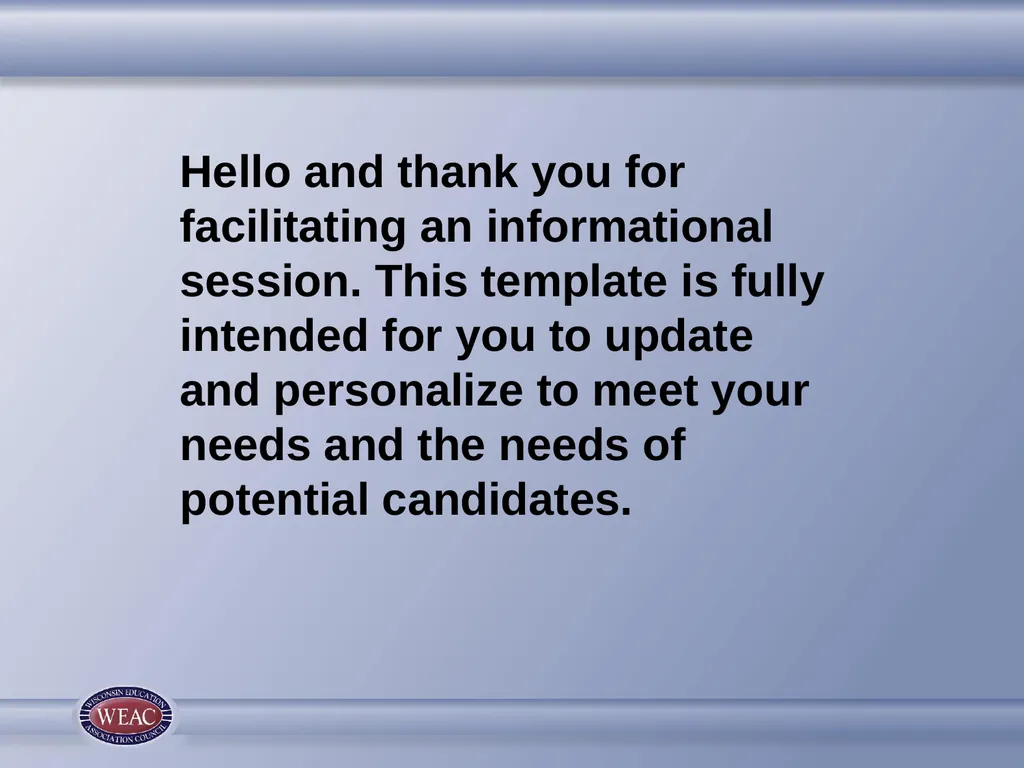 Hello and thank you for facilitating an - slide 1 of 33