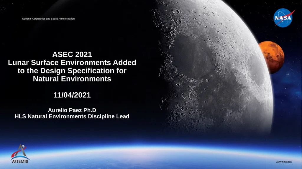 ASEC 2021 Lunar Surface Environments Added to the - slide 1 of 11