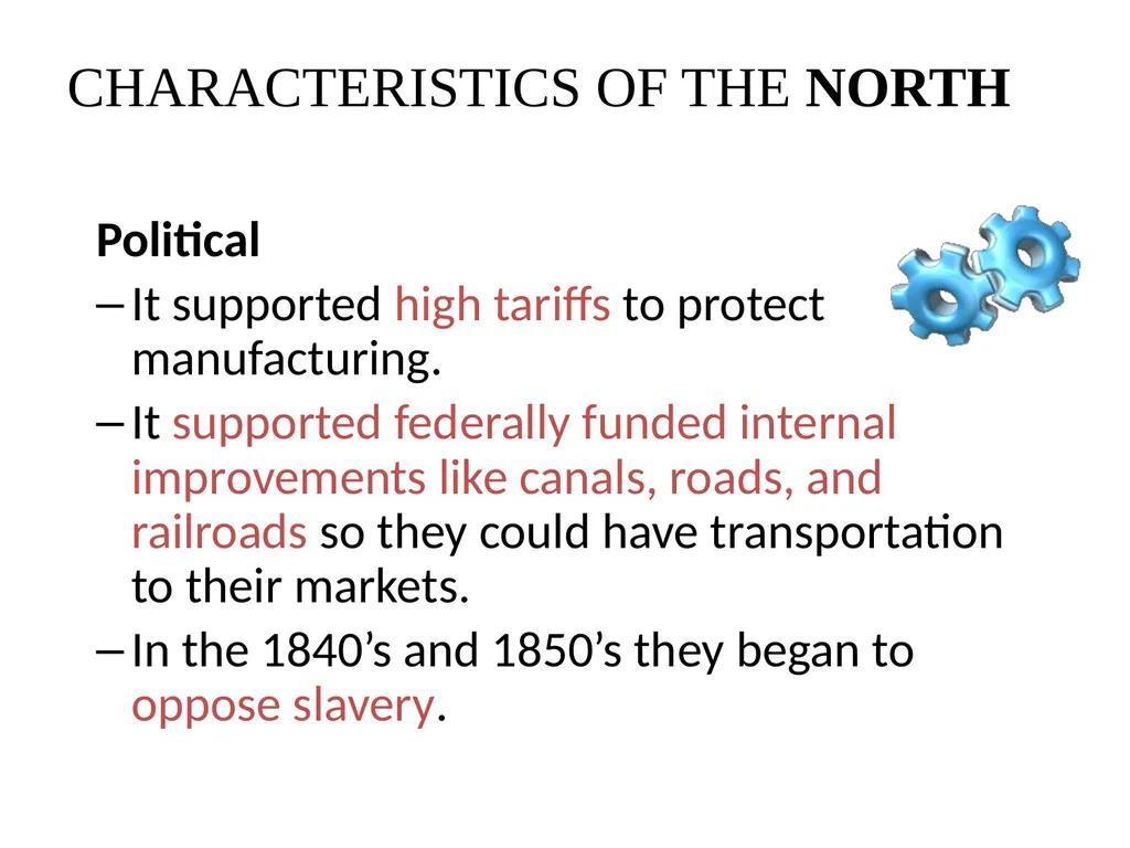 SECTIONALISM Regional Differences Agricultural, - slide 7 of 18