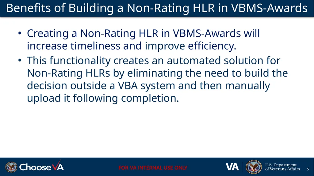 Building a Non-Rating Higher-Level Review Decision - slide 5 of 22