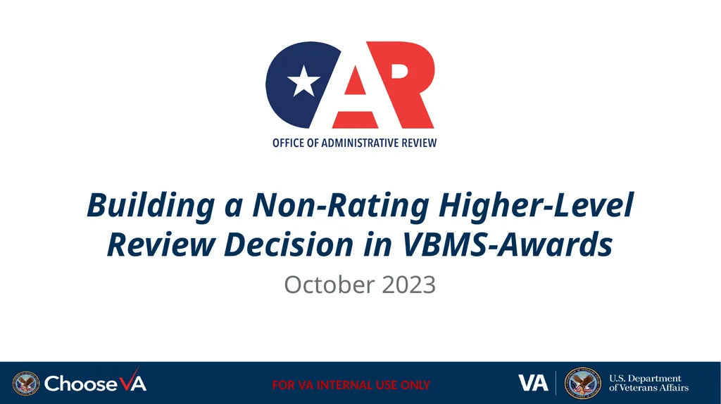 Building a Non-Rating Higher-Level Review Decision - slide 1 of 22