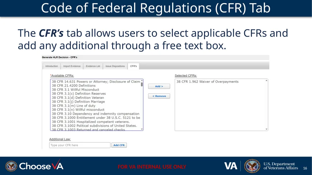 Building a Non-Rating Higher-Level Review Decision - slide 16 of 22