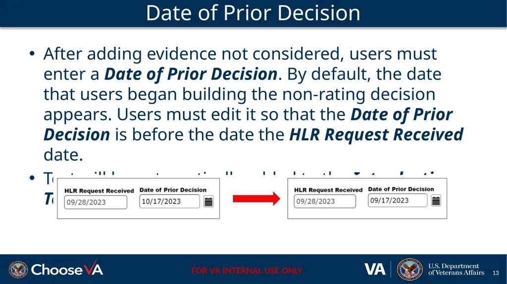 Building a Non-Rating Higher-Level Review Decision - slide 13 of 22