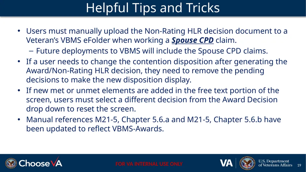 Building a Non-Rating Higher-Level Review Decision - slide 19 of 22