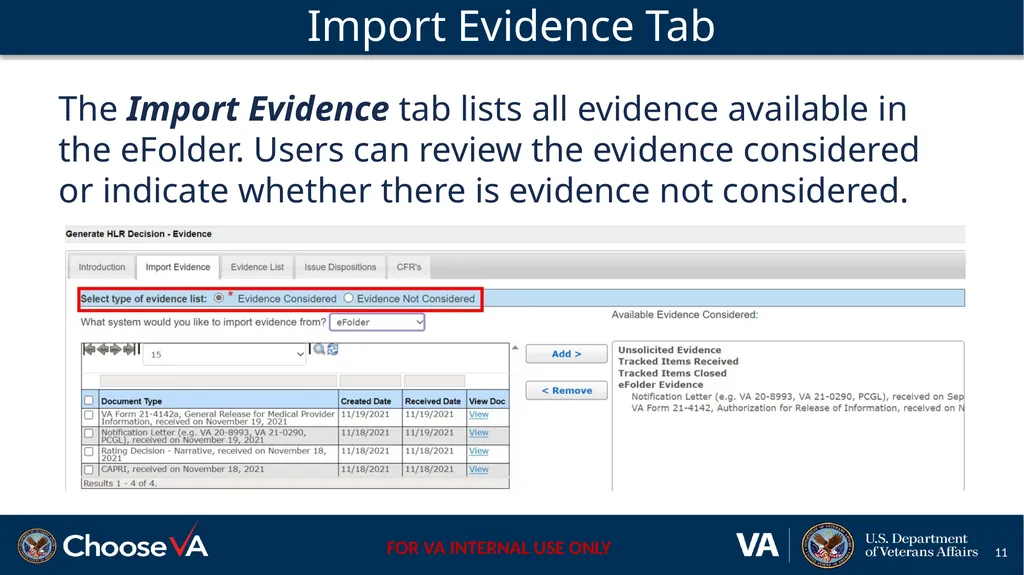 Building a Non-Rating Higher-Level Review Decision - slide 11 of 22