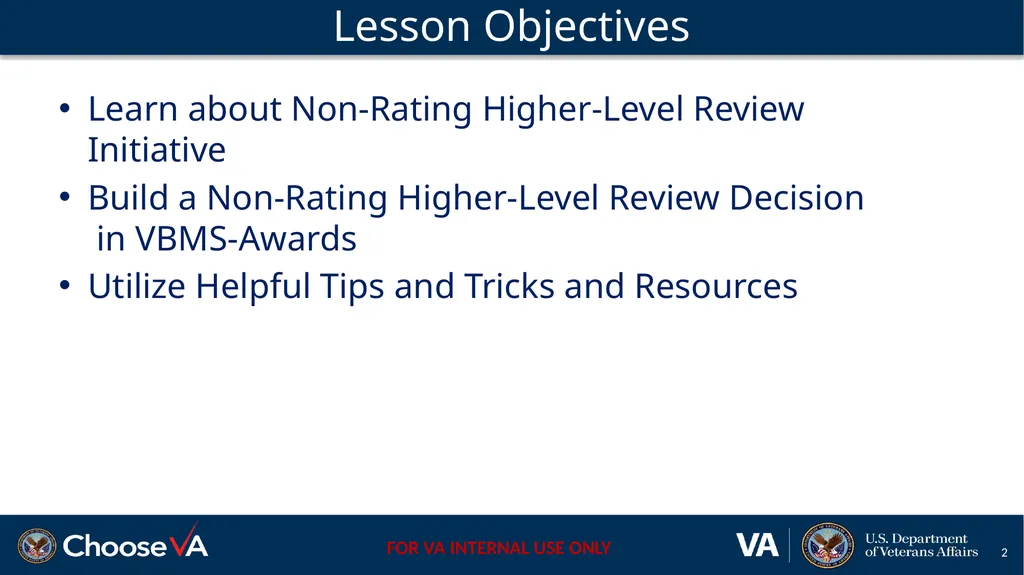Building a Non-Rating Higher-Level Review Decision - slide 2 of 22