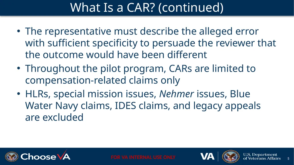Claim Accuracy Request Pilot April 2021 Define a - slide 5 of 23