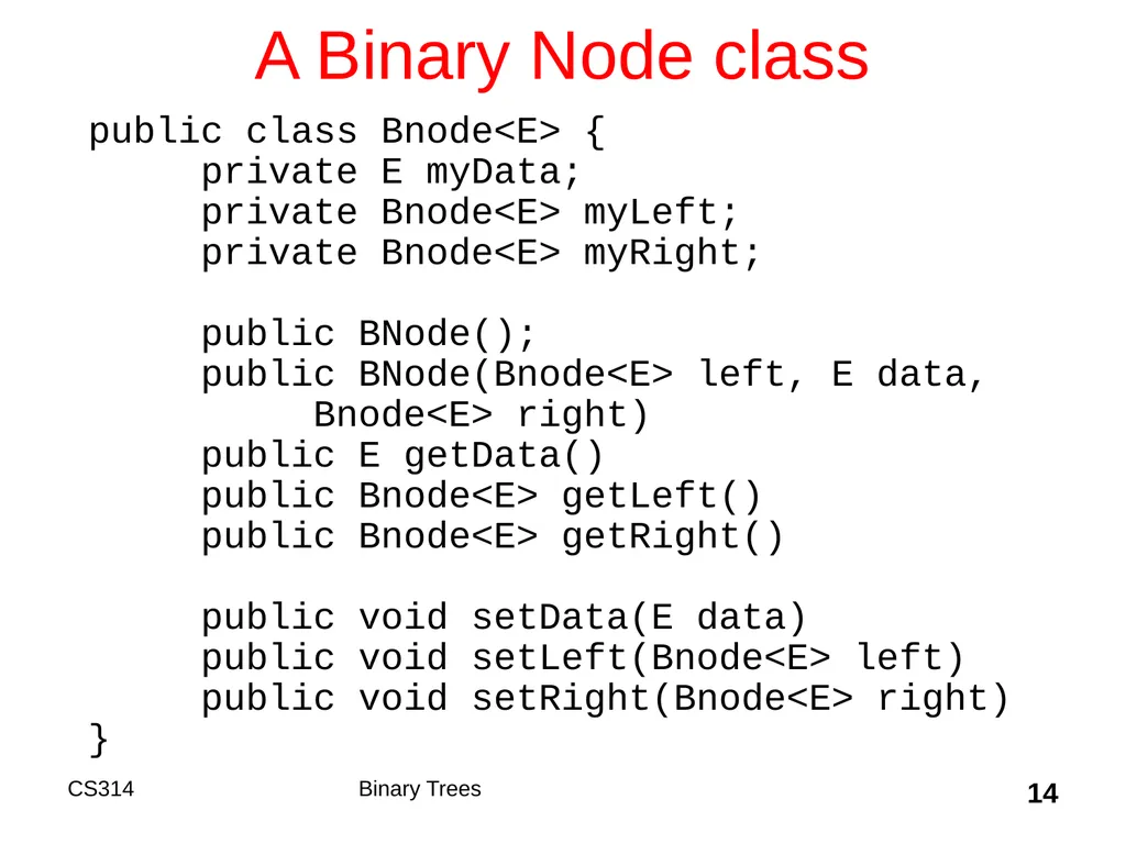Topic 18 Binary Trees "A tree may grow a thousand - slide 14 of 50