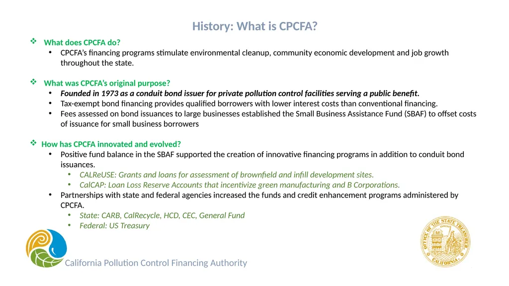 California Pollution Control Financing Authority - slide 2 of 10