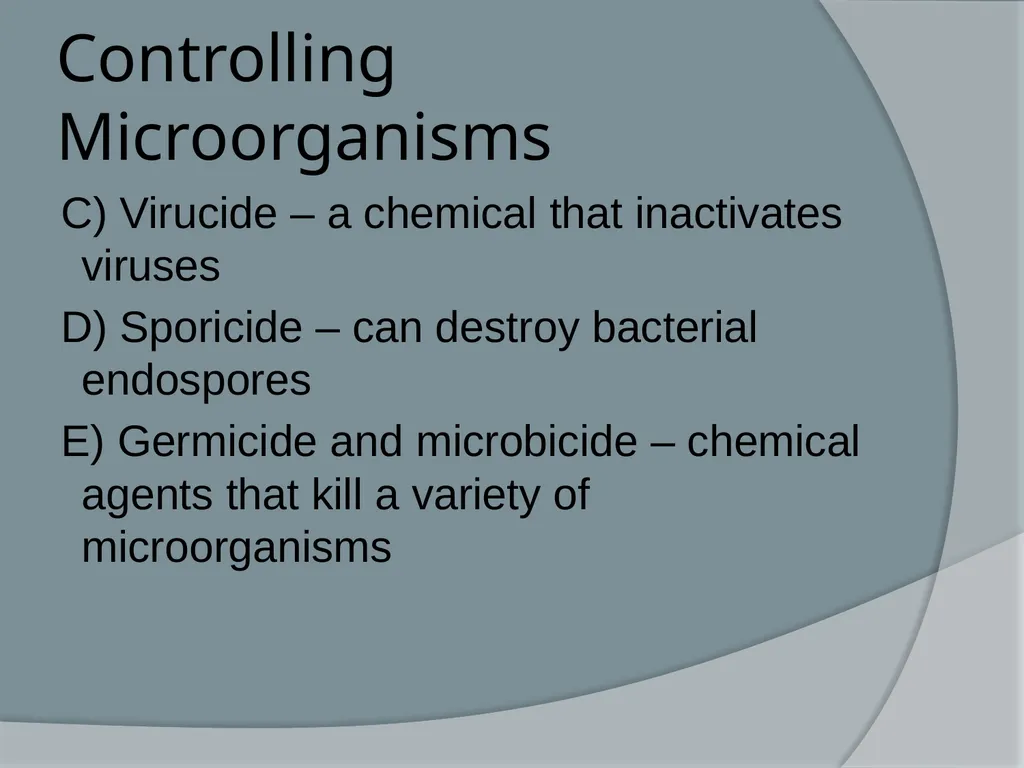 Physical & Chemical Control of Microbes Chapter 11 - slide 11 of 61