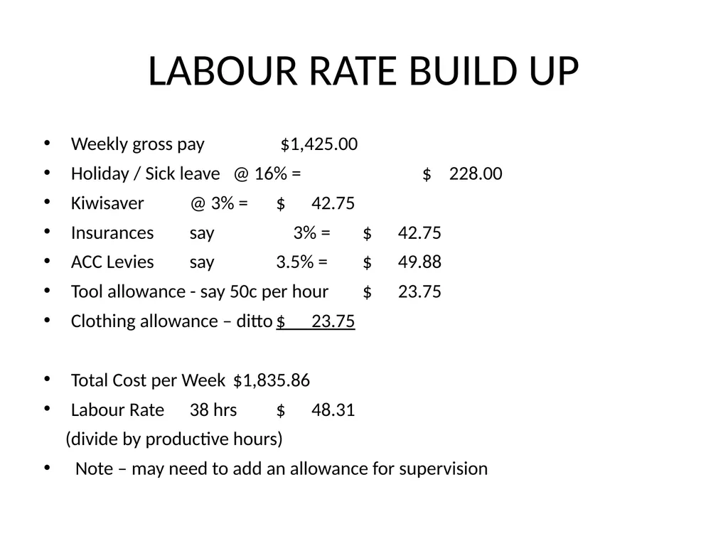 Labour Rates How Do We Build Up Labour Rates? What - slide 7 of 8