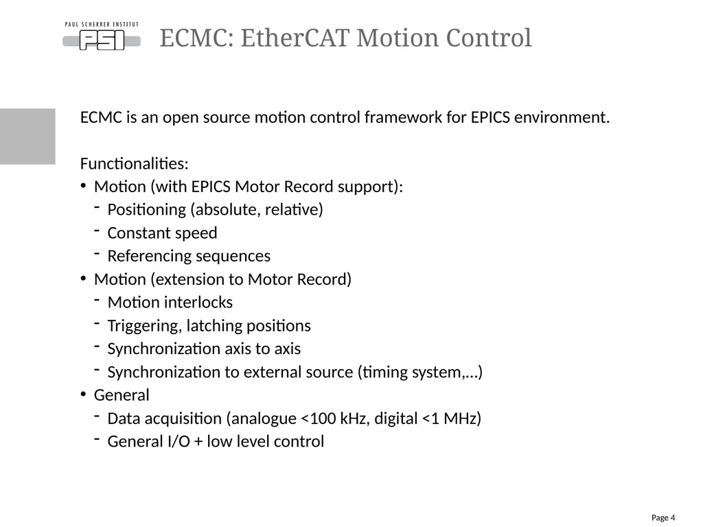 Review of the open source EtherCAT Motion Control - slide 4 of 15