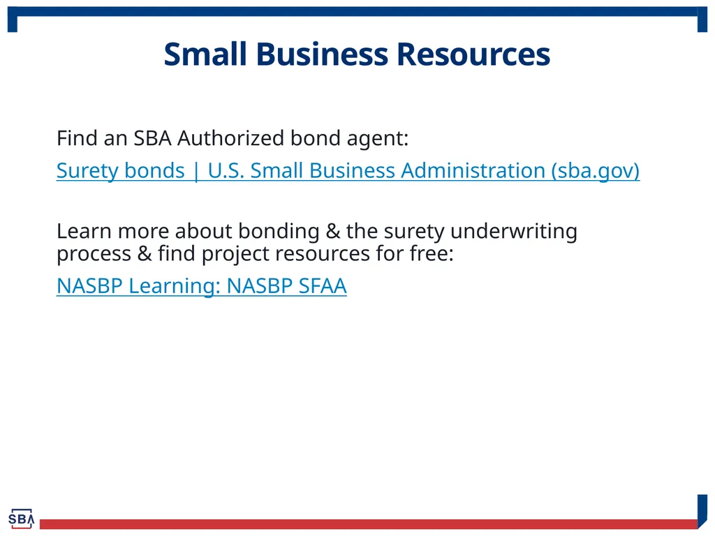 Surety Bond Guarantee Program for Small Businesses - slide 11 of 12
