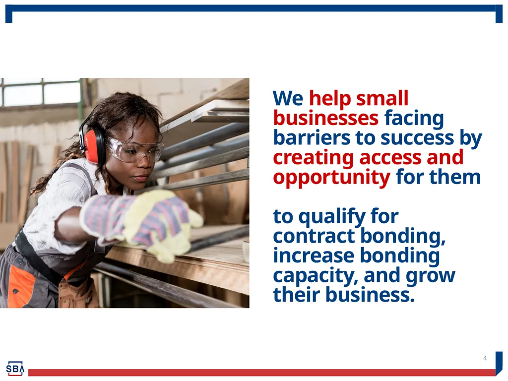 Surety Bond Guarantee Program for Small Businesses - slide 4 of 12