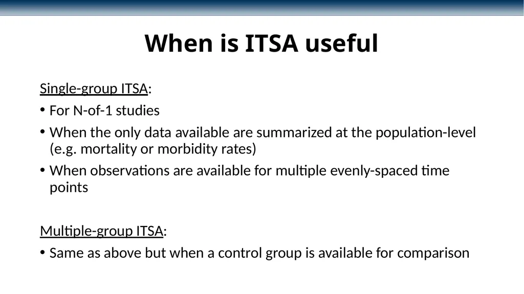 Conducting interrupted time-series analysis for - slide 5 of 34