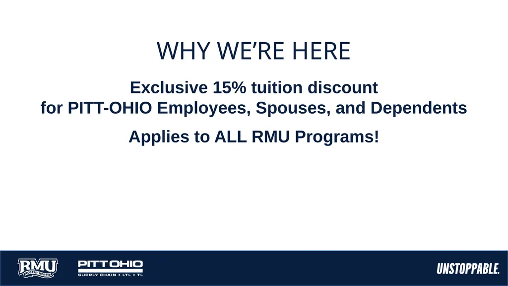 WHY WE’RE HERE Exclusive 15% tuition discount for - slide 2 of 15