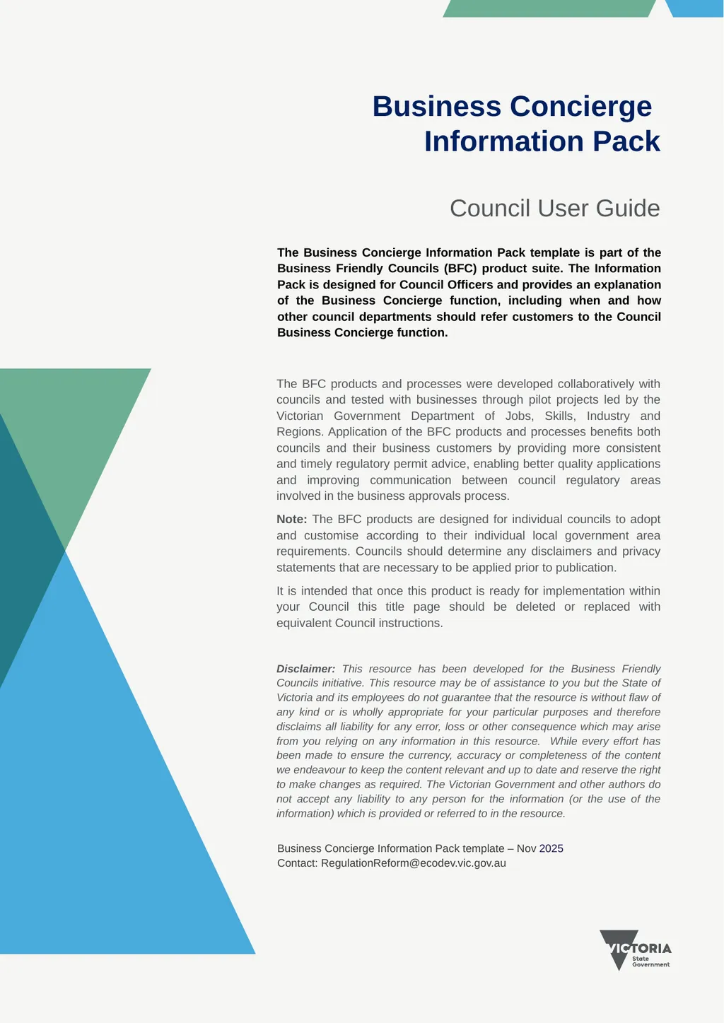 Business Concierge Information Pack Council User - slide 1 of 6