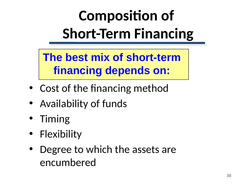 Short-Term Financing Spontaneous Financing - slide 38 of 38