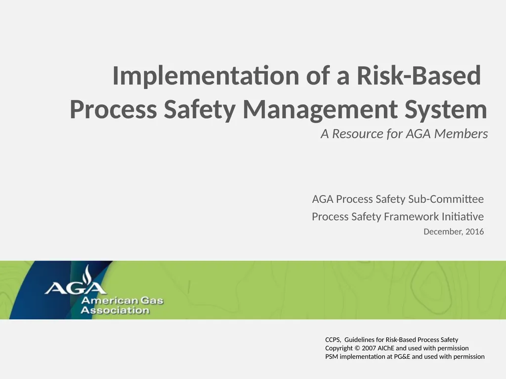 Implementation of a Risk-Based Process Safety - slide 1 of 22