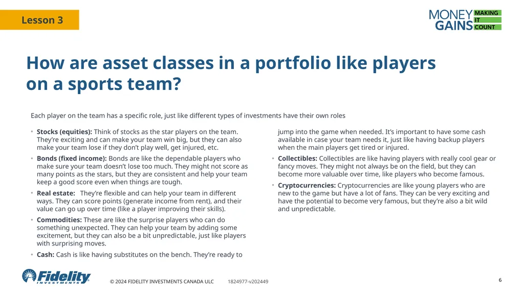 Asset classes 1 You will Learn about and identify - slide 6 of 14