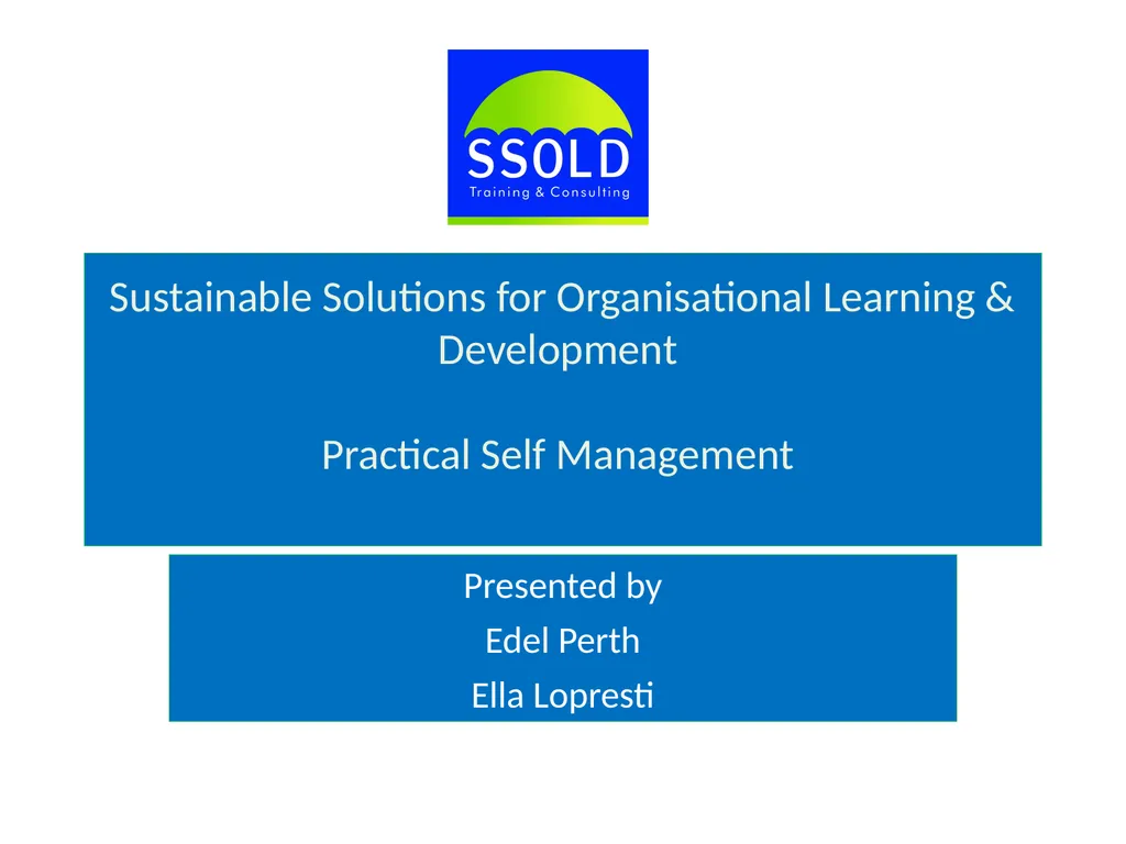Sustainable Solutions for Organisational Learning - slide 1 of 26