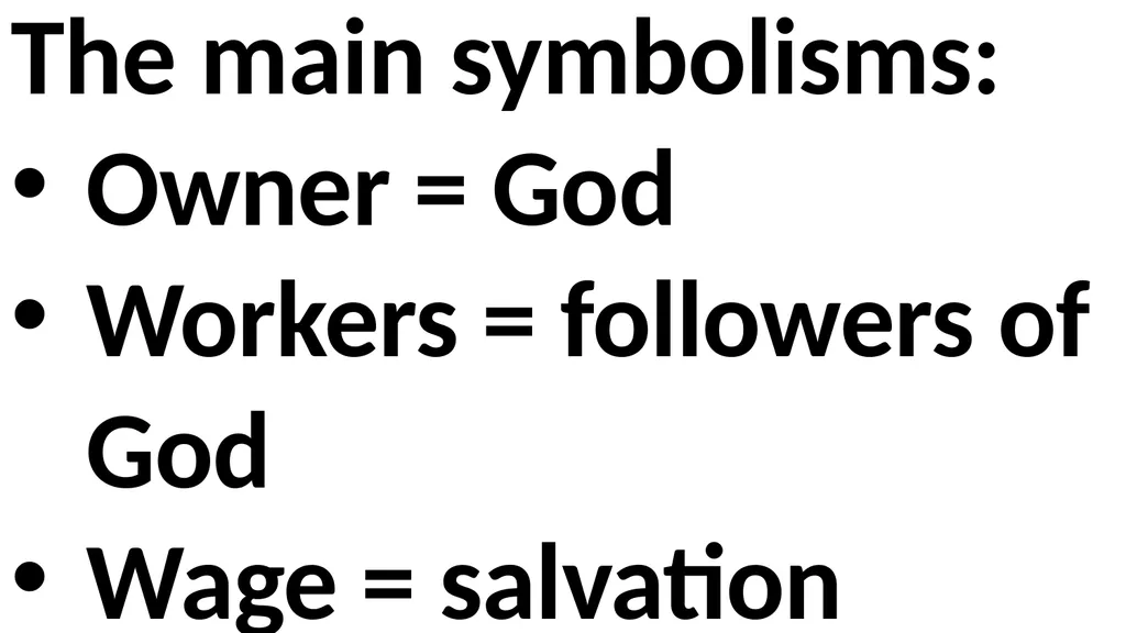 Workers in the Vineyard Scripture: Matthew 20:1-16 - slide 28 of 136