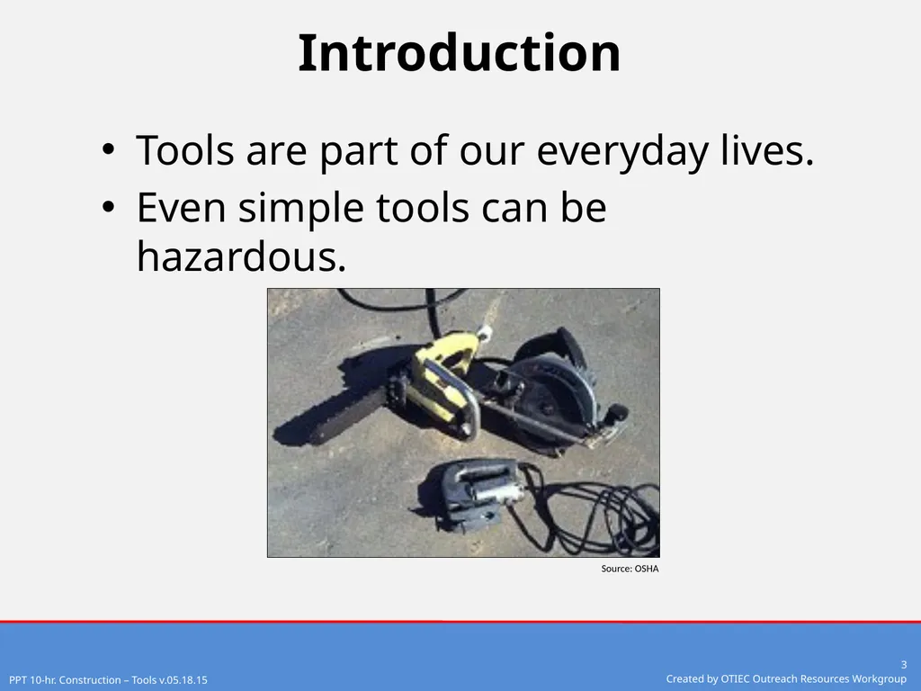 Tools – Hand and Power 10-Hour Construction - slide 3 of 38