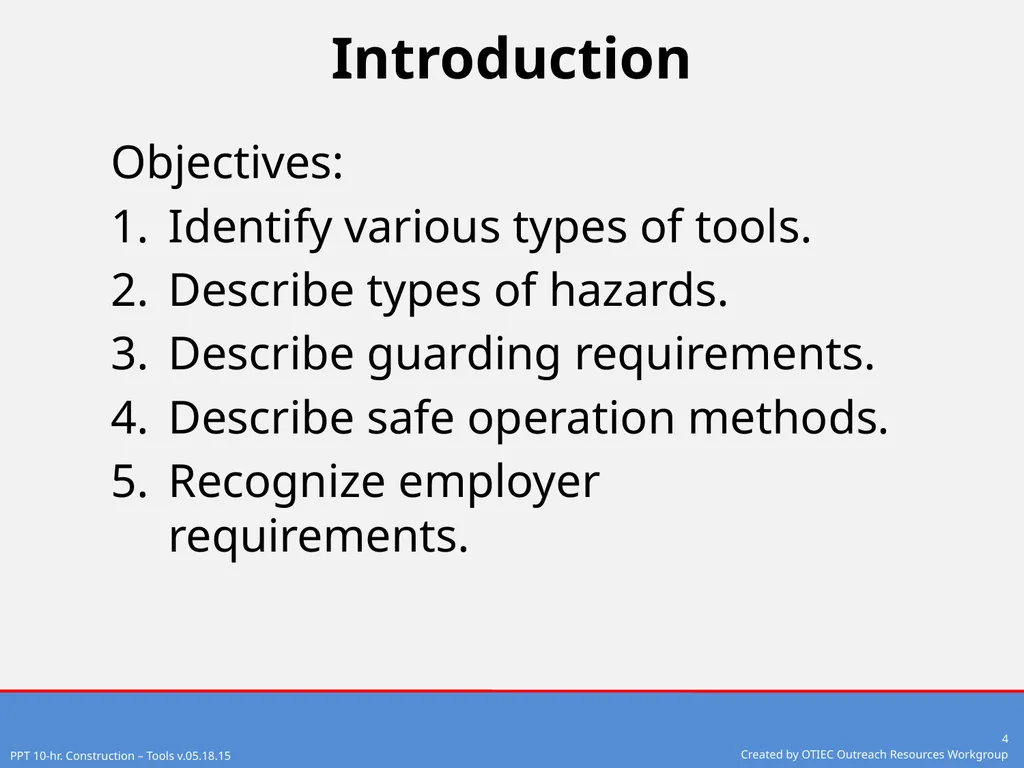 Tools – Hand and Power 10-Hour Construction - slide 4 of 38