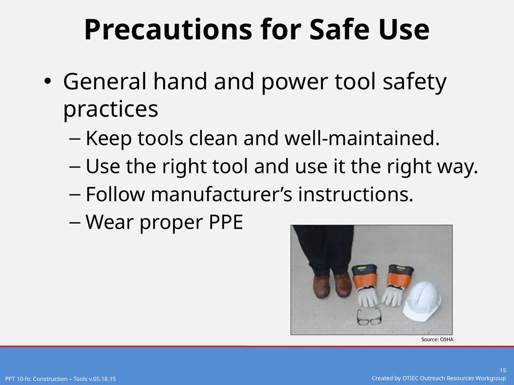 Tools – Hand and Power 10-Hour Construction - slide 15 of 38