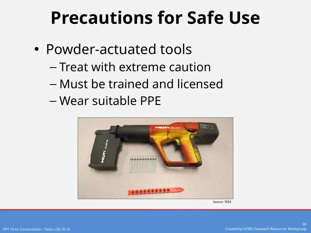Tools – Hand and Power 10-Hour Construction - slide 26 of 38