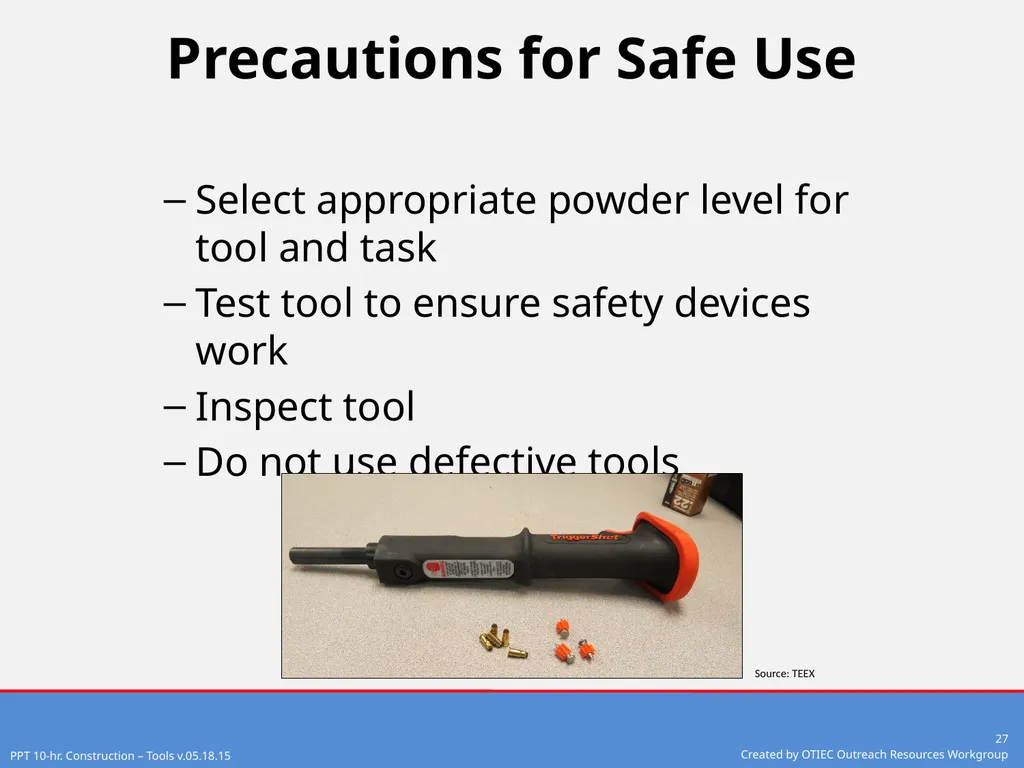 Tools – Hand and Power 10-Hour Construction - slide 27 of 38