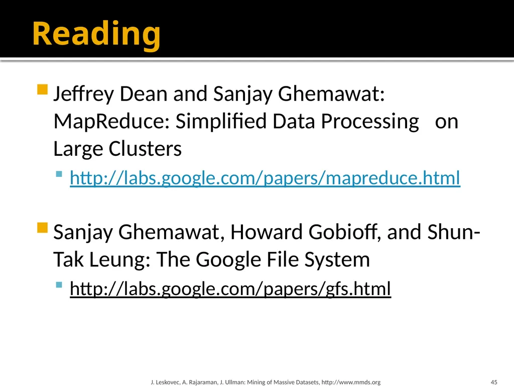 Map-Reduce and the New Software Stack Mining of - slide 45 of 48