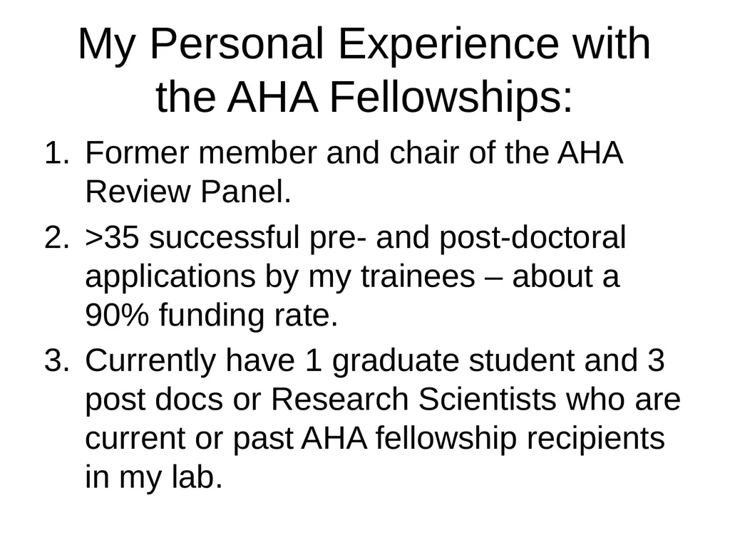 2020 AHA Fellowship Grant Writing Workshop Dr. - slide 3 of 35