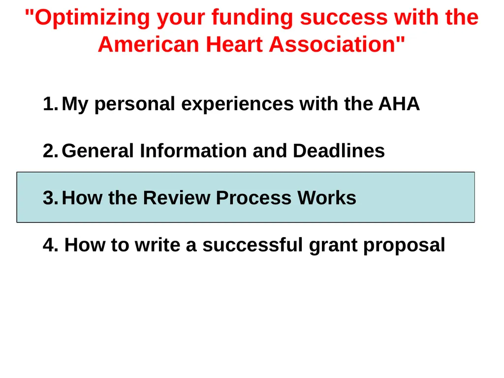2020 AHA Fellowship Grant Writing Workshop Dr. - slide 9 of 35