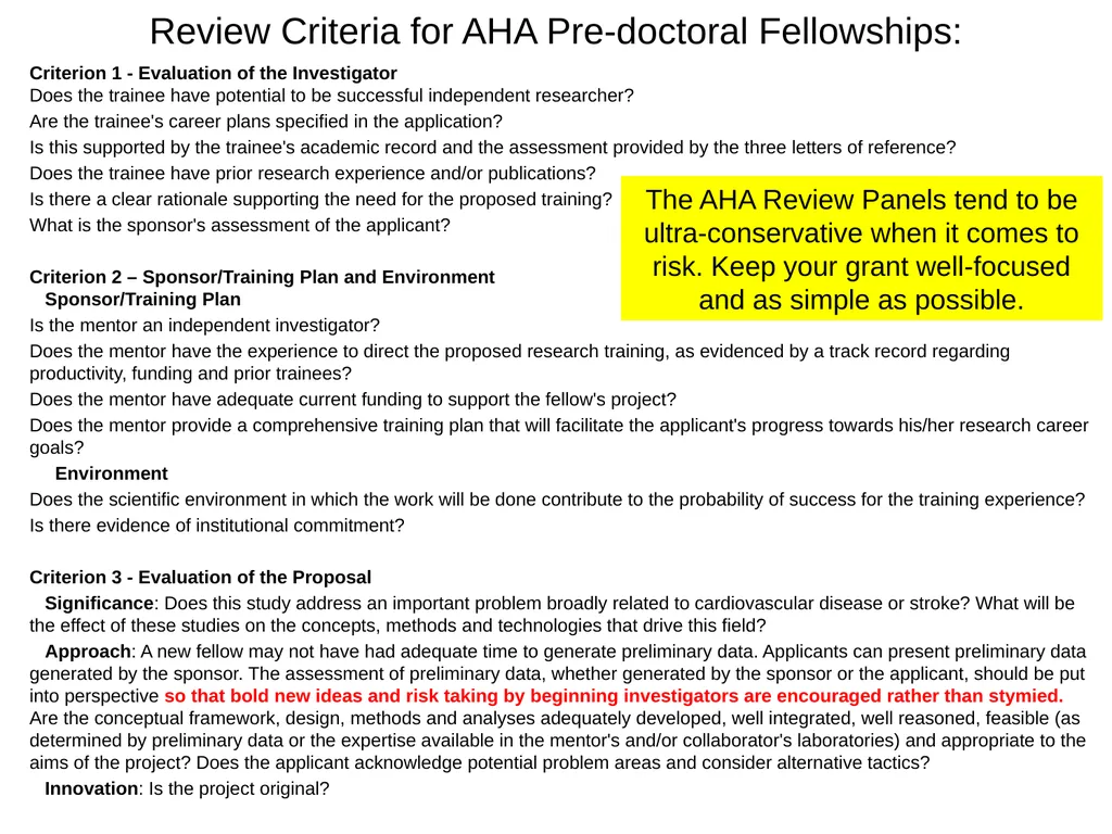 2020 AHA Fellowship Grant Writing Workshop Dr. - slide 12 of 35