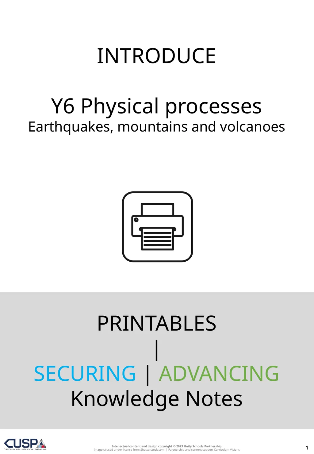 PRINTABLES | SECURING | ADVANCING Knowledge Notes - slide 1 of 13