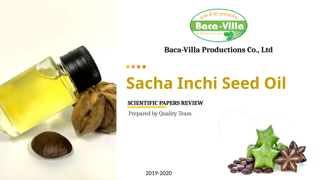 Scientific Papers Review Sacha Inchi Seed Oil - slide 1 of 12