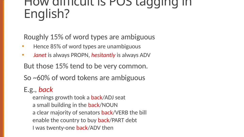 Sequence Labeling for Part of Speech and Named - slide 10 of 26