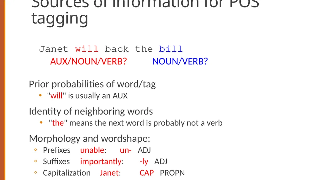 Sequence Labeling for Part of Speech and Named - slide 12 of 26