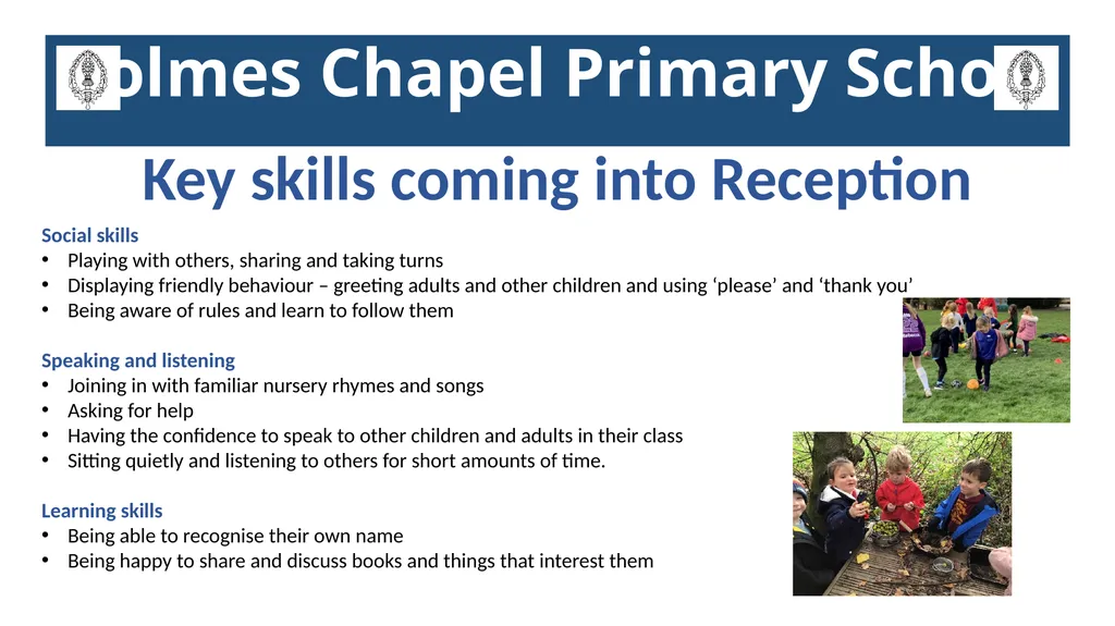 Holmes Chapel Primary School Welcome to Reception - slide 4 of 8