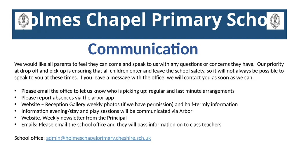 Holmes Chapel Primary School Welcome to Reception - slide 8 of 8
