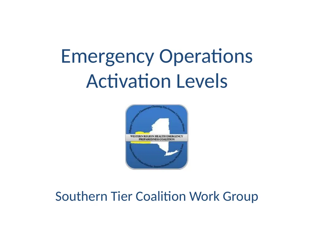 Emergency Operations Activation Levels Southern - slide 1 of 13