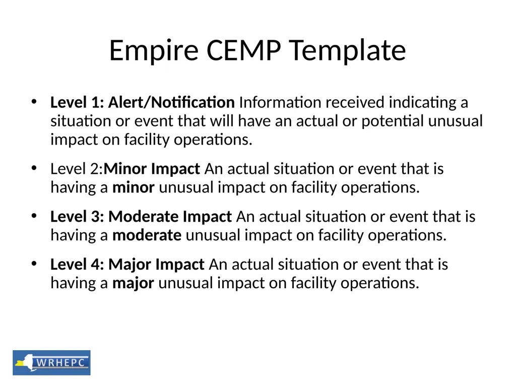 Emergency Operations Activation Levels Southern - slide 8 of 13