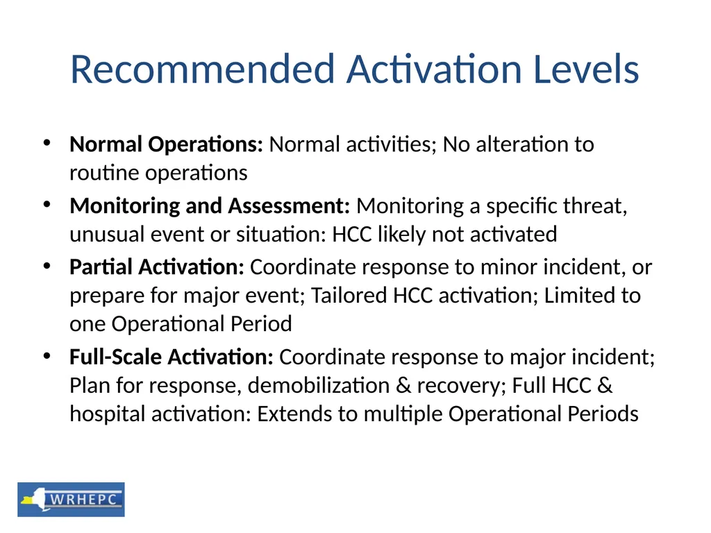 Emergency Operations Activation Levels Southern - slide 9 of 13